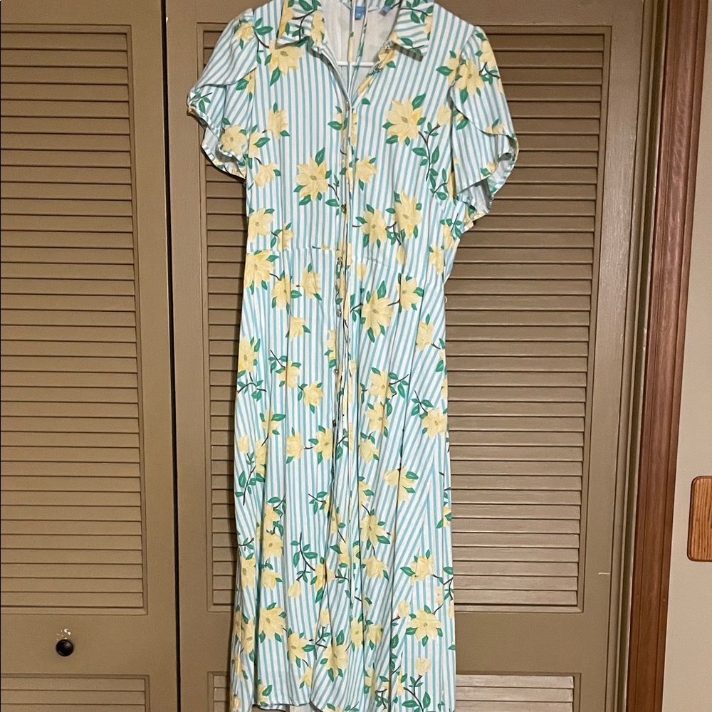Draper James Blue and Yellow Floral Shirt Dress